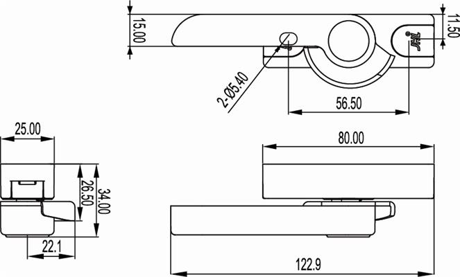 月牙锁CK-B01尺寸图