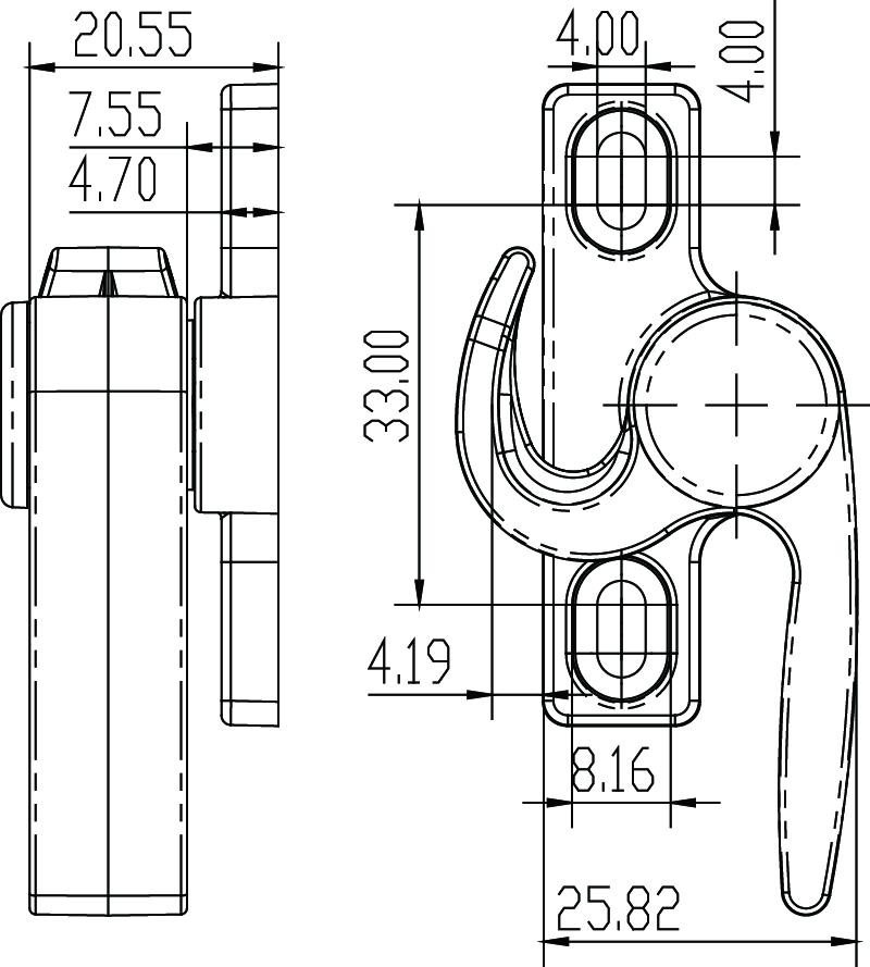 月牙锁CK-B09尺寸图