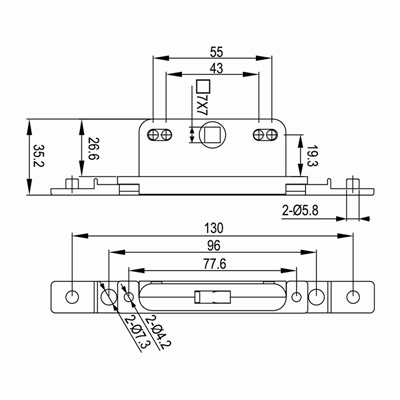 平开窗传动盒CDH-A03尺寸图