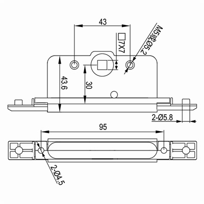 平开窗传动盒CDH-B01尺寸图