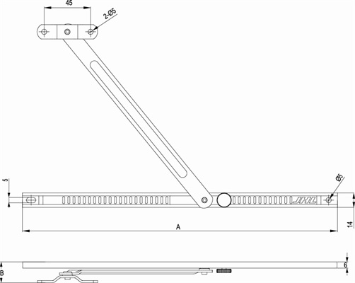 KTXWC限位窗撑尺寸图