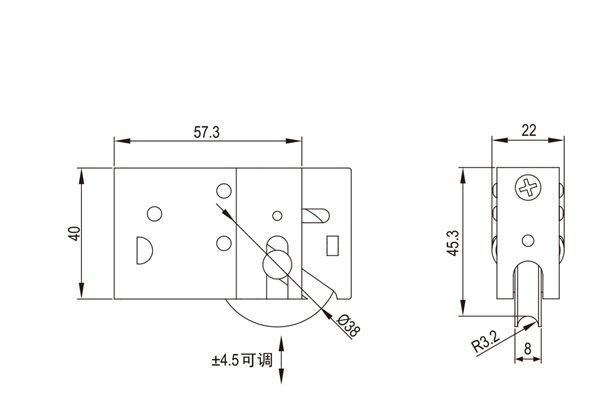 推拉门窗滑轮HL-A26尺寸图