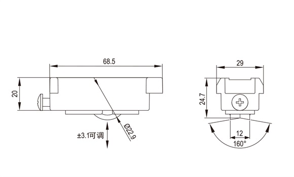 推拉门窗滑轮HL-C02尺寸图