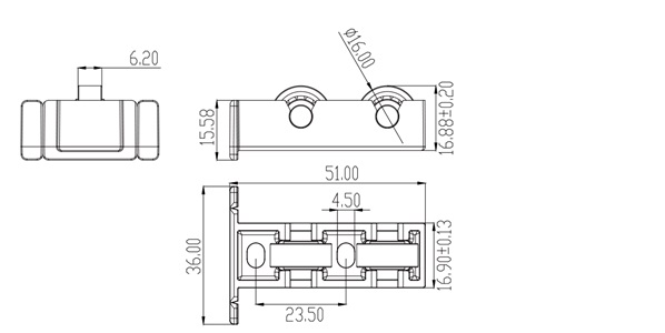 推拉门窗滑轮HL-C11尺寸图