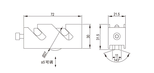 推拉门窗滑轮HL-D03尺寸图