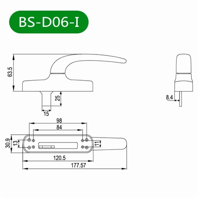 内平开窗把手BS-D06-I尺寸图