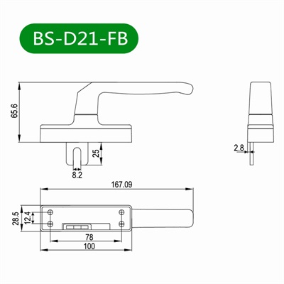 外平开窗把手BS-D21-FB尺寸图