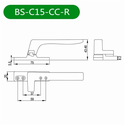 平开窗把手BS-C15-CC-R尺寸图