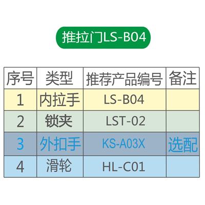 推拉门五金系统LS-B04配件表